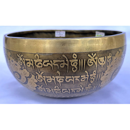 Saros Moon - Planetary, Therapeutic, Handmade, Jambati, Etching, Carving (Mantra writing / Flower Design), Singing Bowl - Medium Size