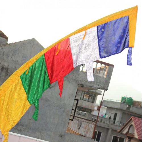 Dhrchog/Vetical Tibetan, Professional Quality, Silk Prayer Flags - Jumbo Size 