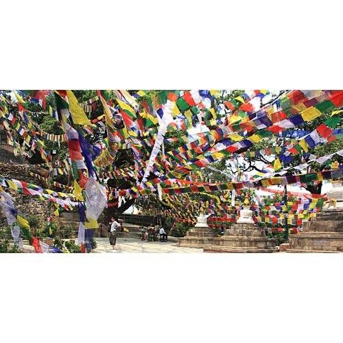 Tibetan, Polister, Cheapest, Horizontal, Prayer Flags (1 packet have 5 rolls and 1 roll have 10 individual flags) - Large Size 