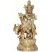 KRISHNA (Standing Krishna With Cow and  Flute), Best quality statue hand work in Nepal by Master Artist. Shiny Yellow (Golden) Color - Extra Small Size