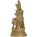 KRISHNA (Standing Krishna With Cow and  Flute), Best quality statue hand work in Nepal by Master Artist. Shiny Yellow (Golden) Color - Extra Small Size