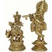 KRISHNA (Standing Krishna With Cow and  Flute), Best quality statue hand work in Nepal by Master Artist. Shiny Yellow (Golden) Color - Extra Small Size