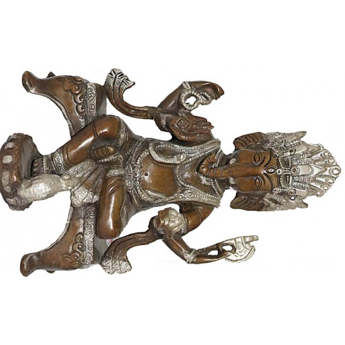 Ganesh - The Lord of Provides Prosperity, fortune and success. Best quality statue hand work in Nepal by Master Artist. Silver and Brown Mix Color - Medium Size