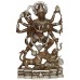 Kaali (Mahishasura Mardini) - Best quality statue hand work in Nepal by Master Artist. Silver and Brown Mixed Color - Large Size