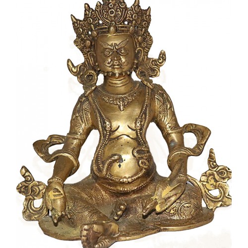 Kuber(Kubera), The Lord of wealth, hand worked in Nepal, Dim Yellow color - Medium Size