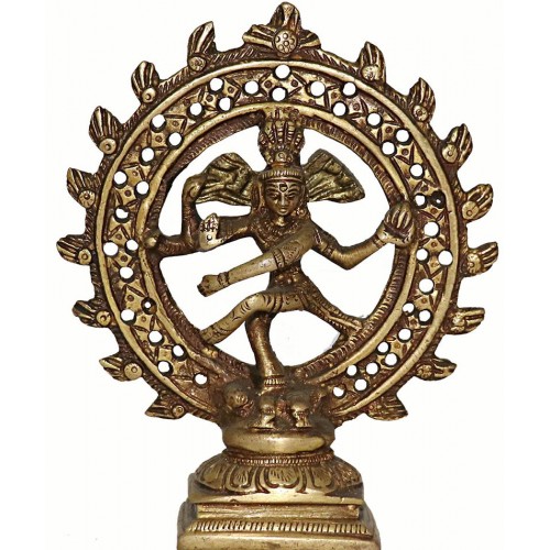 SHIVA NATARAJ - Best quality statue hand work in Nepal by Master Artist. Dim Yellow Color - Small Size