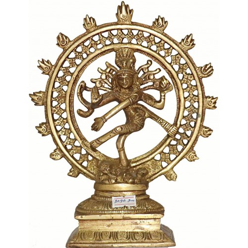 SHIVA NATARAJ - Best quality statue hand work in Nepal by Master Artist. Dim Yellow Color - Medium Size