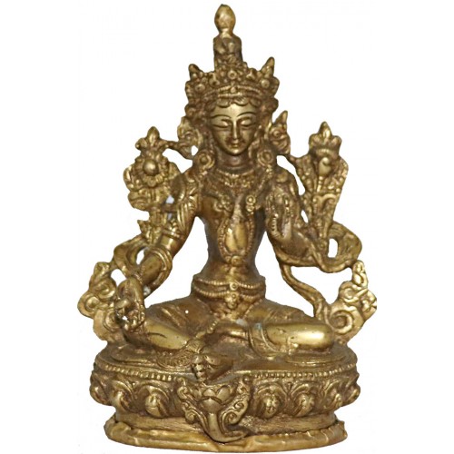 Green Tara - Nepali statue hand work in Nepal, Shiny Color - Small Size