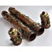 Incense stick keeping box (holder) round shape with decoration, Copper/Bronze - Medium Size