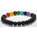 Chakra Braclet (Seven chakra stone and Black Lava Stone), Powerful Stones - 8 mm (app)