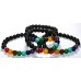 Chakra Braclet (Seven chakra stone and Black Lava Stone), Powerful Stones - 8 mm (app)