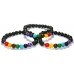 Chakra Braclet (Seven chakra stone and Black Lava Stone), Powerful Stones - 8 mm (app)