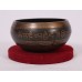 JUPITER - Brass, Dark Brown, Buddha Eyes and Mantra Carved, Cast Moulded Singing Bowl - Extra Small Size