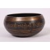 JUPITER - Brass, Dark Brown, Buddha Eyes and Mantra Carved, Cast Moulded Singing Bowl - Extra Small Size