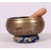 G (SOL)- Brass, Etching with (White Tara) Dice, Cast Moulded Singing Bowl - Extra Small Size