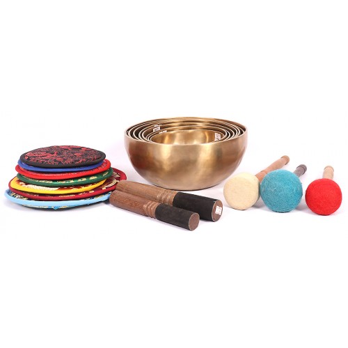 Harmonic Healing,  Musical Signing bowls SET, CHAKRA HEALING, TIBETAN SINGING BOWLS COMPLETE SET OF 7 NOTES/8 BOWLS -11-24.5 Cm