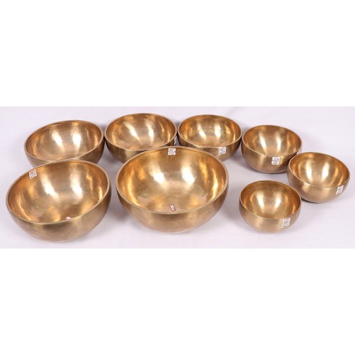 Harmonic Healing,  Musical Signing bowls SET, CHAKRA HEALING, TIBETAN SINGING BOWLS COMPLETE SET OF 7 NOTES/8 BOWLS -12-28.5 Cm