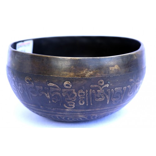 Saturn - Planetary, Therapeutic, Handmade, Nerabati, Etching, Carving (Double Bajra / Om), Singing Bowl - Extra Small Size