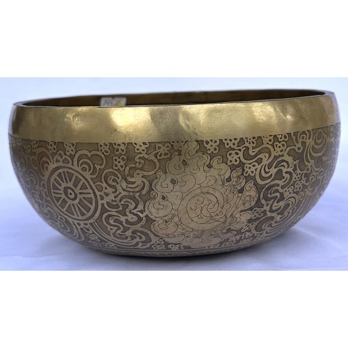 C (DO) - Musical, Therapeutic, Handmade, Jhumkabati, Etching, Carving (Double Bajra/Love Knot), Singing Bowl - Medium Size