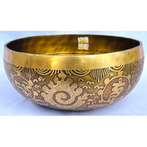 Solfeggio S01 - Healing, Therapeutic, Handmade, Jhumkabati, Etching, Carving (Buddha eyes/Love Knot), Singing Bowl - Medium Size