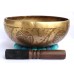 Solfeggio S01 - Healing, Therapeutic, Handmade, Jhumkabati, Etching, Carving (Om mani padhme hum / Double bajra), Singing Bowl - Medium Size