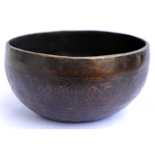 Sun - Planetary, Therapeutic, Handmade, Nerabati, Etching, Carving (Buddha's Eyes / Om), Singing Bowl - Extra Small Size