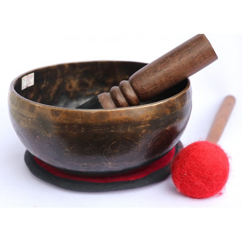 Saturn - Planetary, Therapeutic, Handmade, Nerabati, Etching, Carving (Mandala / Double Bajra), Singing Bowl - Small Size 