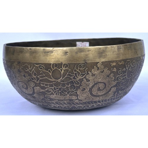 G (SOL) - Musical, Therapeutic, Handmade, Jambati, Etching, Carving (Buddha's Eyes / Endless Knot), Singing Bowl - Medium Size