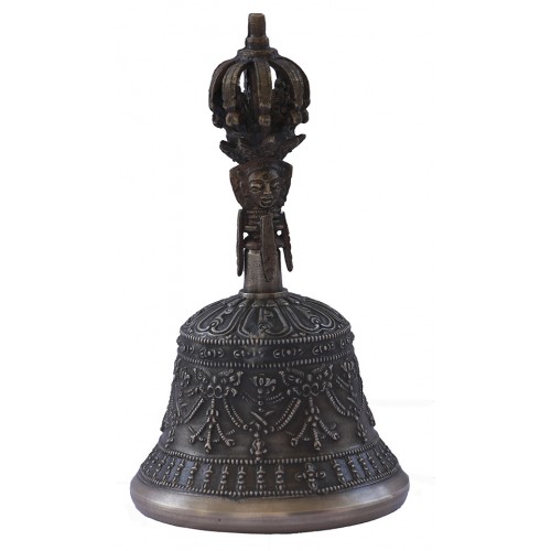 MEDITATION - Healing, Therapeutic,Pancha Buddha with eight Auspecious and small flower, Nepali MCE Standard Quality, Brown Color - Medium Size (17.4*9.5 cm, 6.85*3.74 inch)