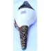 Metal Conch Shell(SHANKHA), powerful ancient healing (therapeutic) instrument, Hand work, Beautiful Design, White Color - Medium Size